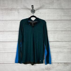 Gap Fit Men's Brushed Tech Jersey Savvy Teal Pullover Top Size XL